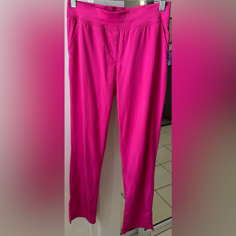 Adar Women's Hot Pink Stretch Pull-On Pants Scrub